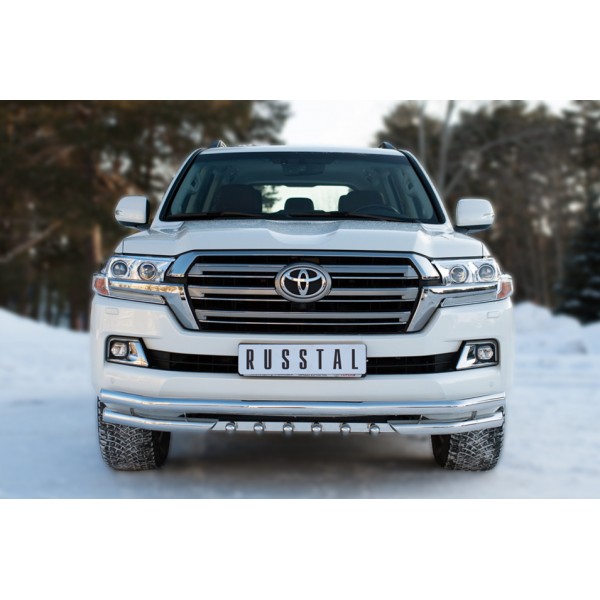 Защита переднего бампера Toyota Land Cruiser 200 с 2015 (Уголки и зубы)