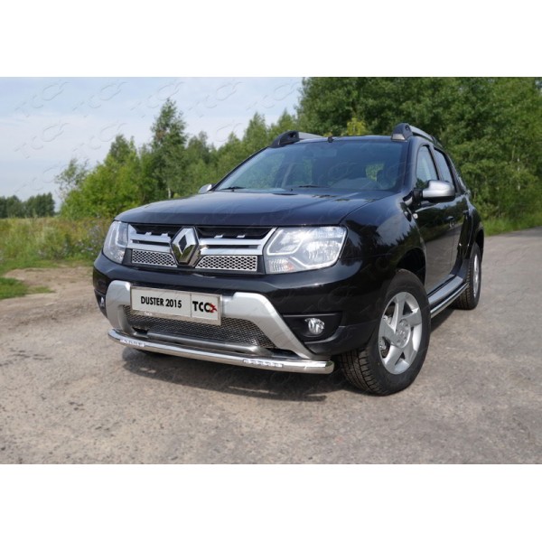 Защита переднего бампера Renault Duster с 2015 (с ходовыми огнями)