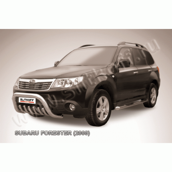 Защита переднего бампера с защитой картера Subaru Forester 2008-2012 (Низкая)