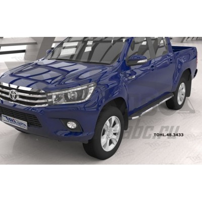 Пороги алюминиевые Brillant Toyota Hilux с 2015 (Черные)