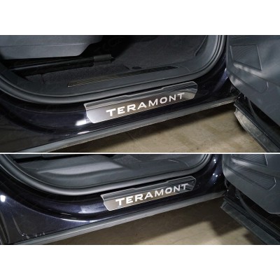 Накладки на пороги (лист зеркальный надпись Teramont) для Volkswagen Teramont