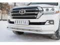 Защита переднего бампера Toyota Land Cruiser 200 2008-2014 (Двойная с декор пазом)