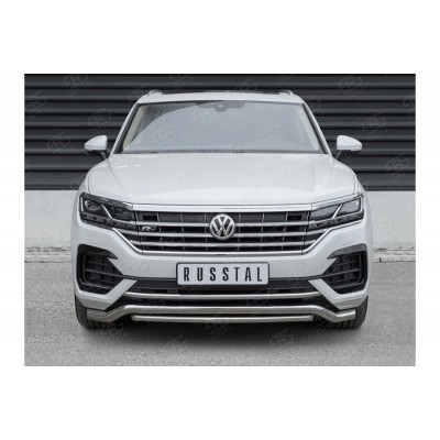 Защита переднего бампера дуга для Volkswagen Touareg 2018- (Волна)