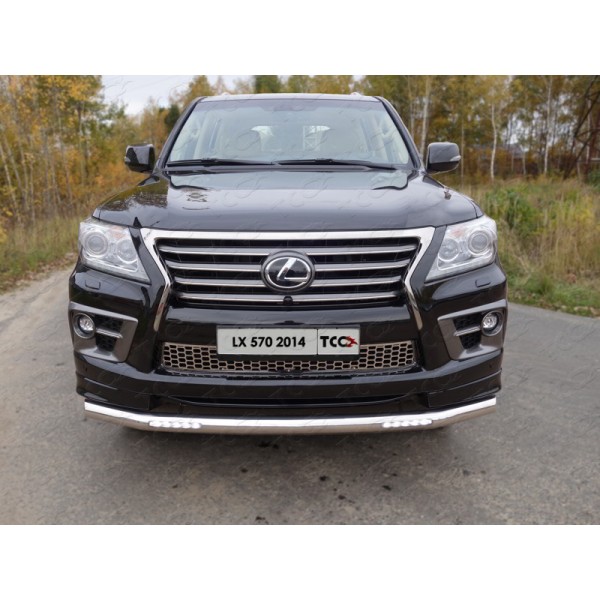 Защита переднего бампера Lexus LX 570 Sport с 2014 (с ходовыми огнями)