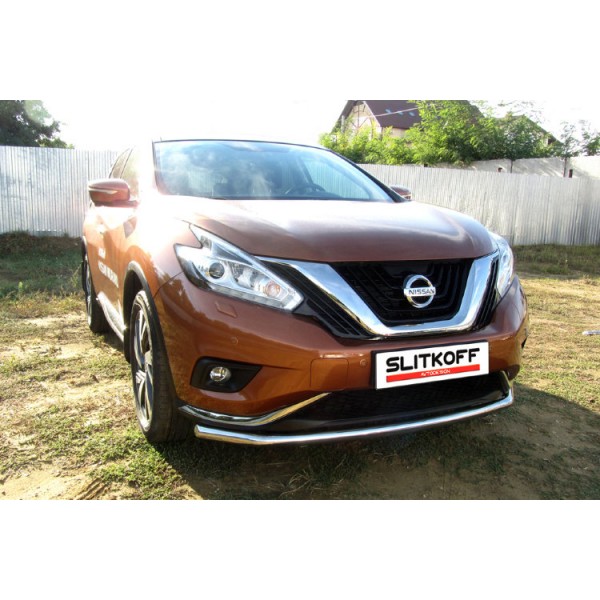 Защита переднего бампера d57 длинная Nissan MURANO с 2016