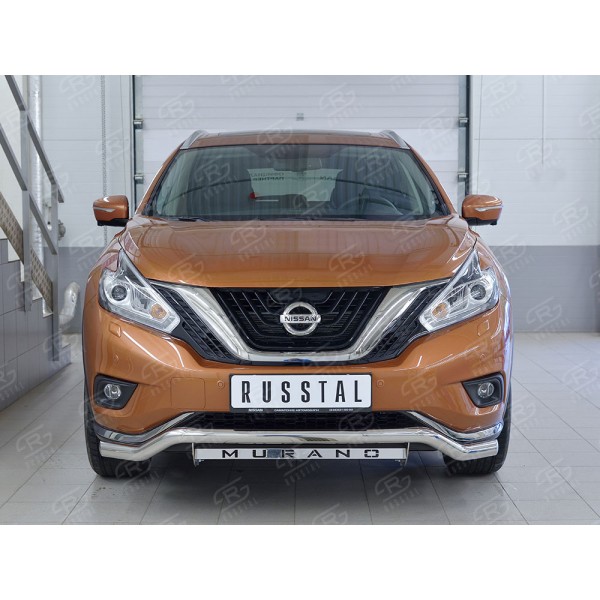 Защита переднего бампера Nissan Murano с 2016 волна с надписью 63мм