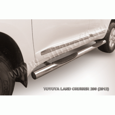 Пороги из нержавеющей стали с проступями Toyota Land Cruiser 200 с 2012