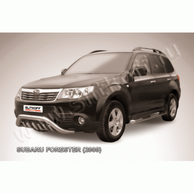 Защита переднего бампера с защитой картера Subaru Forester 2008-2012 (Мини)