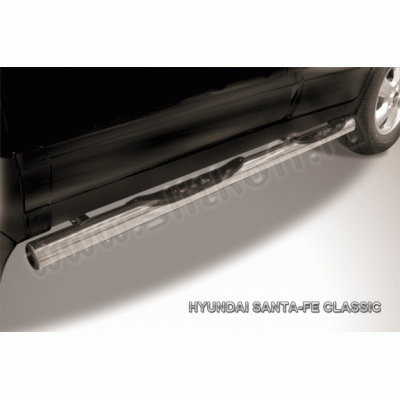 Пороги из нержавеющей стали с проступями Hyundai Santa Fe 2000-2006
