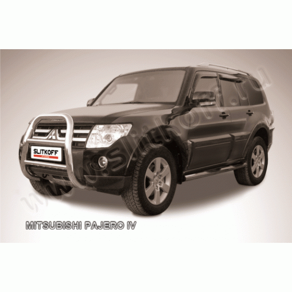 Защита переднего бампера Mitsubishi Pajero 2006-2011 (Высокая)