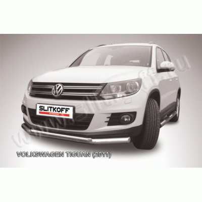 Защита переднего бампера Volkswagen Tiguan с 2011 (Двойная 1)