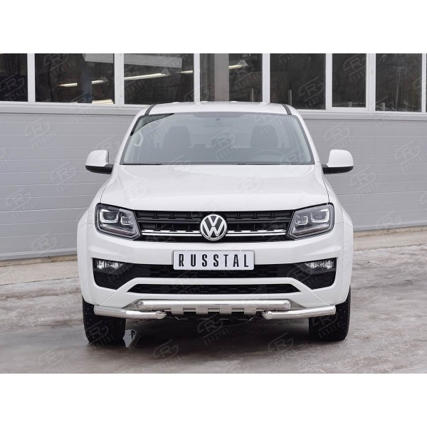 Защита переднего бампера VOLKSWAGEN AMAROK 2016-  D63 дуга-D63 секции +клыки