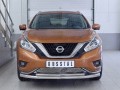 Защита переднего бампера Nissan Murano с 2016 (двойная) секция 63мм дуга 42мм