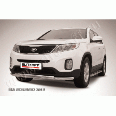 Защита переднего бампера Kia Sorento 2012-2015 (двойная радиусная)
