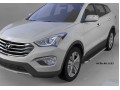 Пороги алюминиевые Brillant Hyundai Santa Fe с 2012 (черные)