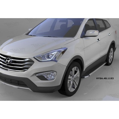 Пороги алюминиевые Brillant Hyundai Santa Fe с 2012 (черные)