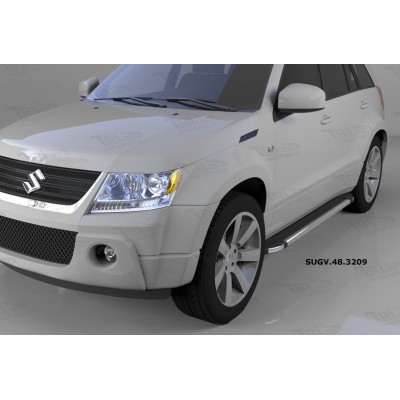 Пороги алюминиевые Brillant Suzuki Grand Vitara с 2006 (черные)