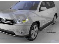 Пороги алюминиевые Brillant Toyota Highlander 2010-2014 (черные)