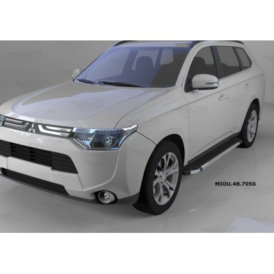 Пороги алюминиевые Brillant Mitsubishi Outlander 2012-2015 (черные)