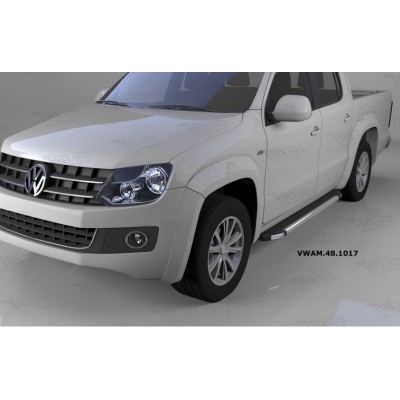 Пороги алюминиевые Brillant Volkswagen Amarok с 2010 (черные)