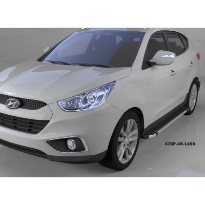 Пороги алюминиевые Brillant Hyundai ix35 2010-2015 (черные)