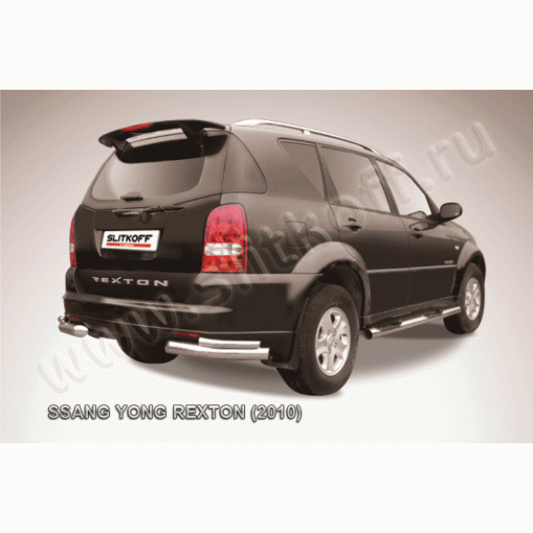 Защита заднего бампера Ssang Yong Rexton 2007-2012 (Уголки двойные)