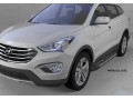 Пороги алюминиевые Hyundai Santa Fe с 2012 (Corund Silver)