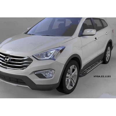 Пороги алюминиевые Hyundai Santa Fe с 2012 (Corund Silver)