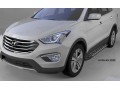 Пороги алюминиевые Hyundai Grand Santa Fe с 2013 (Corund Silver)