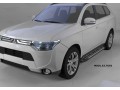 Пороги алюминиевые Mitsubishi Outlander 2012-2015 (Corund Silver)