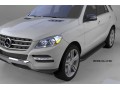 Пороги алюминиевые Mercedes ML W166 с 2011 (Sapphire Black)