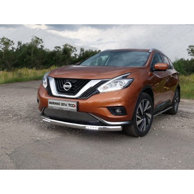 Защита переднего бампера Nissan Murano с 2016 нижняя (овальная с ДХО) 75х42 мм