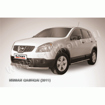 Защита переднего бампера Nissan Qashqai 2010-2014 (Двойная)