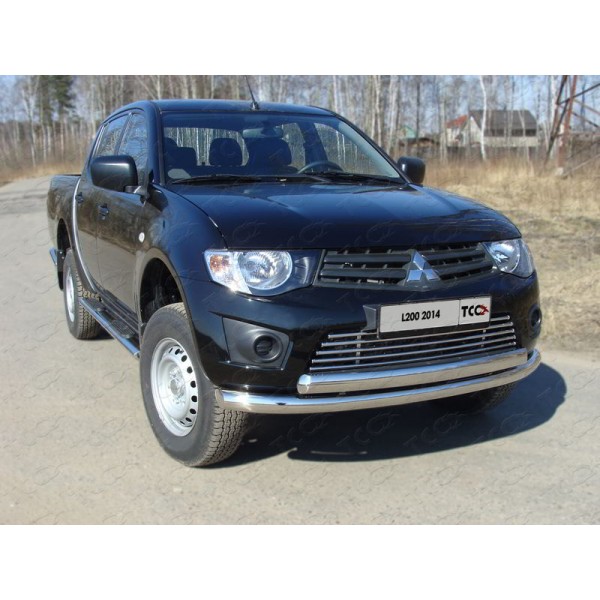 Защита переднего бампера Mitsubishi L200 с 2014 (двойная 2)