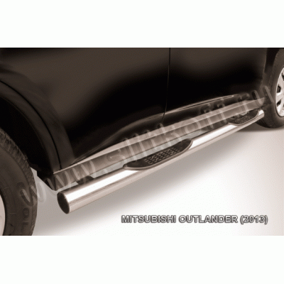 Пороги из нержавеющей стали с проступями Mitsubishi Outlander 2012-2015