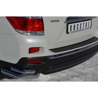 Защита заднего бампера Toyota Highlander 2010-2014 (Уголки двойные 2)