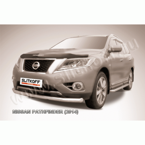 Защита переднего бампера Nissan Pathfinder с 2014 (Одинарная 1)