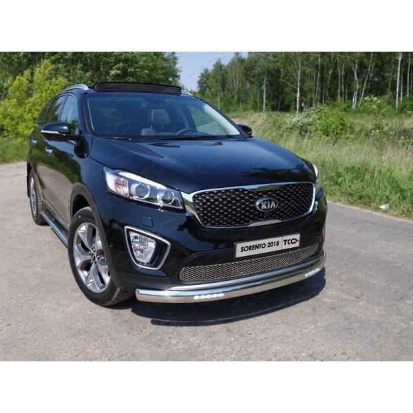 Защита переднего бампера Kia Sorento с 2015 (овальная с ДХО)