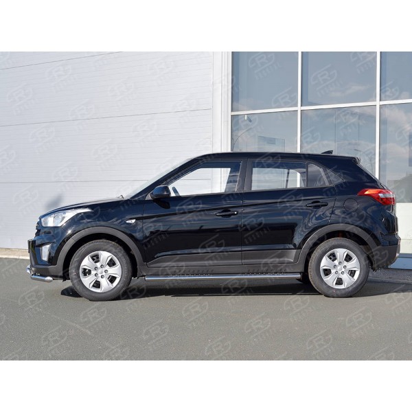 HYUNDAI CRETA 2016- Пороги труба 120х60 овал с проступью HCRO-002423