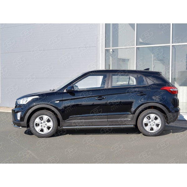 HYUNDAI CRETA 2016- Пороги труба 75х42 овал с проступью HCRO-002424