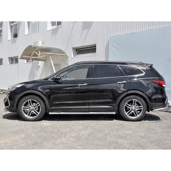 HYUNDAI SANTA FE GRAND 2016-2018 Пороги труба 120х60 овал с проступью HSFO-002735