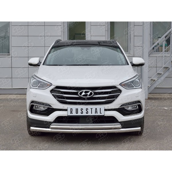 HYUNDAI SANTA FE PREMIUM 2015-2017 Защита переднего бампера d63 секция-d42 дуга HSFPZ-002443