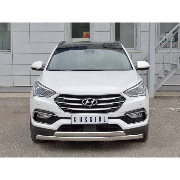 HYUNDAI SANTA FE PREMIUM 2015-2017 Защита переднего бампера 75х42 дуга-75х42 дуга HSFPZ-002444