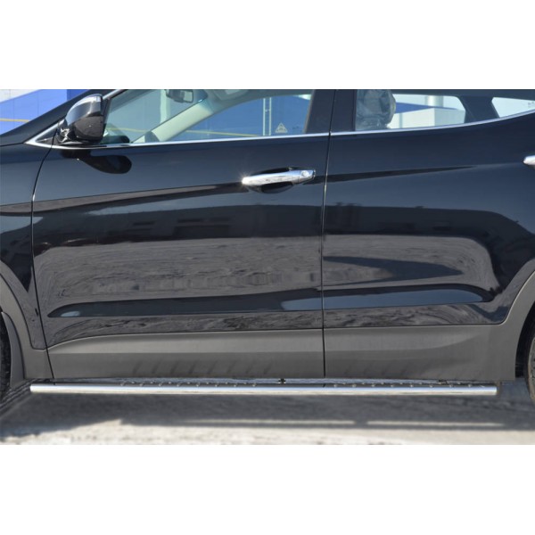 Hyundai Santa Fe 2012-2015 Пороги труба 75х42 овал с проступью HSFO-001223