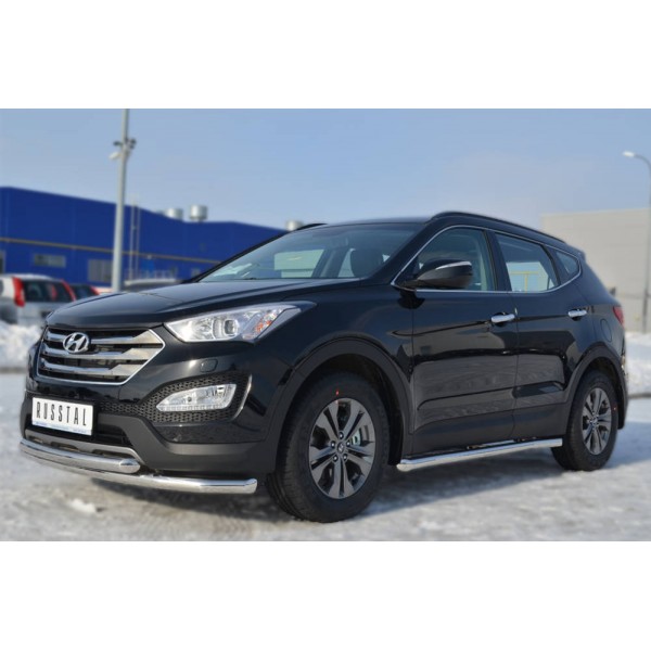 Hyundai Santa Fe 2012-2015 Пороги труба d63 (вариант 1) HSFT-0012221