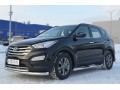 Hyundai Santa Fe 2012-2015 Пороги труба d76 с накладкой (вариант 1) HSFT-0012241