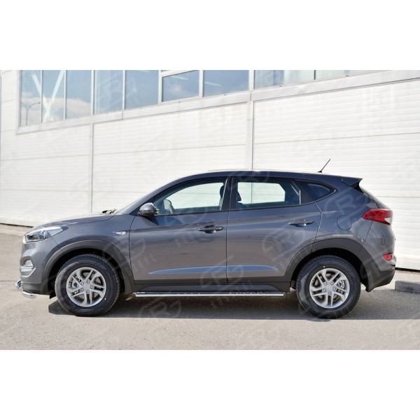 HYUNDAI Tucson 2015-2017 Пороги труба 75х42 овал с проступью HTO-002236