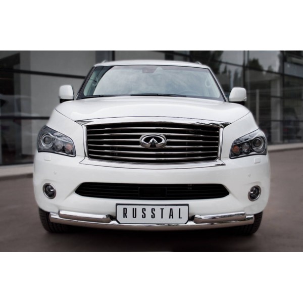 Infiniti QX 56 2010-2014 защита переднего бампера d76 63х2 INZ-000847