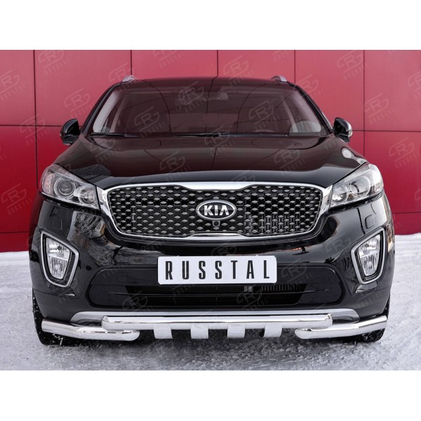 KIA SORENTO PRIME CRDI 2015-2018 Защита переднего бампера d63дуга-d63 уголки+клыки KSPZ-002205