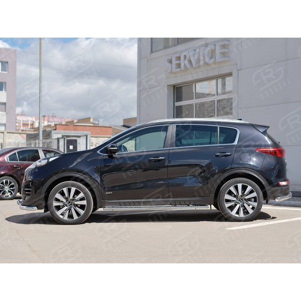 KIA SPORTAGE 2016-2018 Пороги труба 75х42 овал с проступью KSO-002290